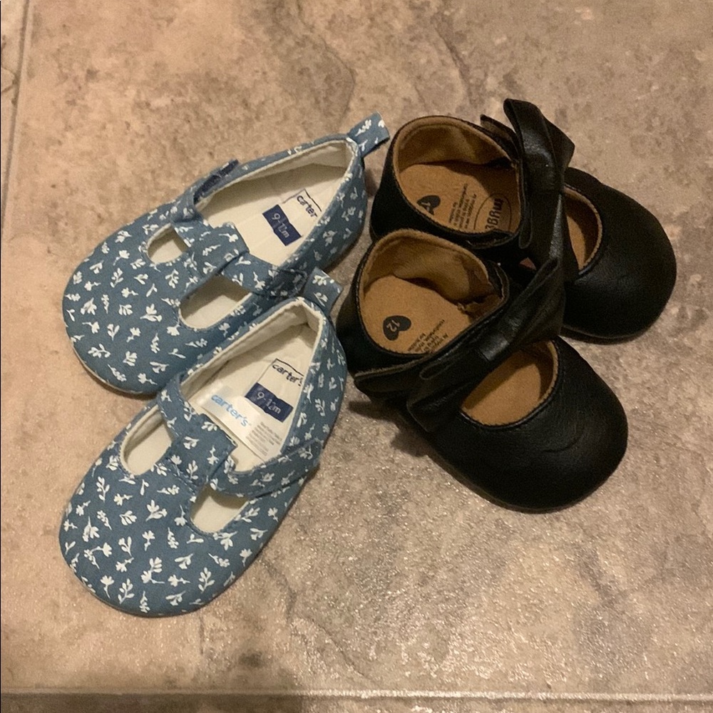 Children’s shoe B UN D L E !! Blue FloralCarter’s  and Black flats Target brand